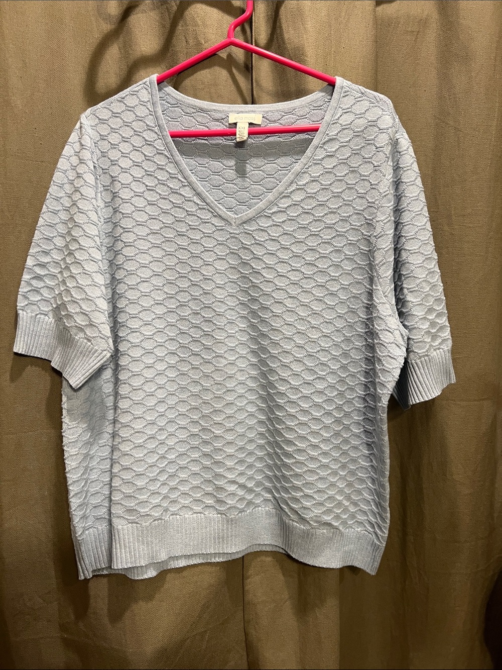 Ella Moss Light Blue V-Neck Textured Women’s Sweater